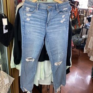 American eagle women’s stretch skinny cropped jean faded light denim